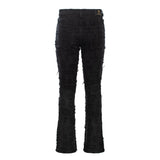 Patchwork Distressed Denim Jacket + Jeans SET - BLACK