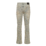 Patchwork Distressed Denim Jeans - Century Penthouse TAN