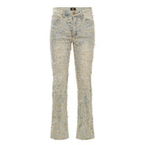 Patchwork Distressed Denim Jeans - Century Penthouse TAN