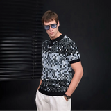 Pixel Fade Knit Polo BLACK