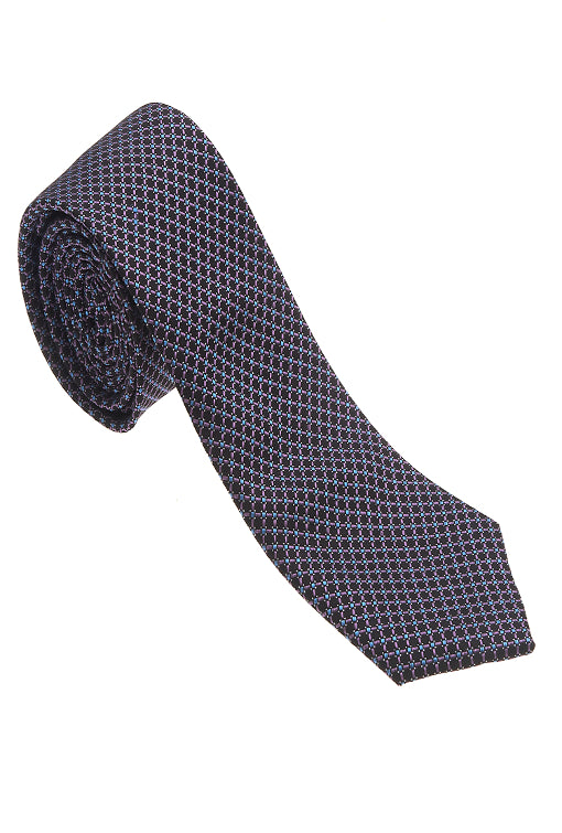 Black with Pink & Blue 100% Woven Silk Necktie