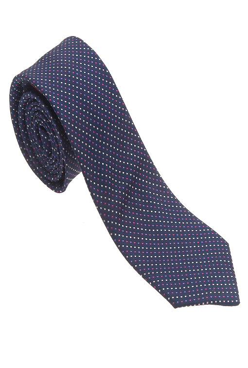 Navy 100% Woven Silk Necktie