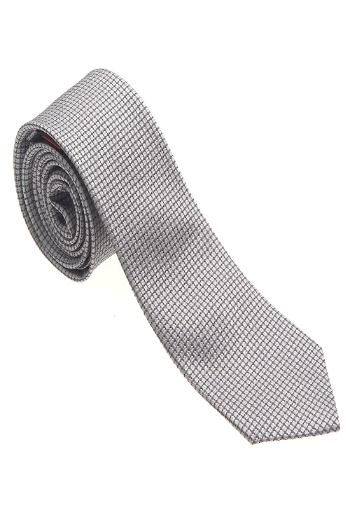 White & Black 100% Woven Silk Necktie