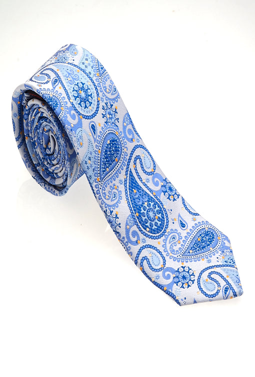Blue Paisley 100% Woven Silk Necktie