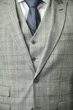 Modern Fit Grey Prince of Wales Three Piece Suit B-3P-20F5