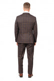 Slim Fit Brown Check Two Piece Suit GB-330