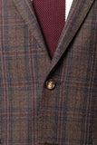 Slim Fit Brown Check Two Piece Suit GB-330