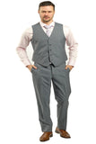 Slim Fit Grey With Pink Lines Three Piece Suit GB-3P-309
