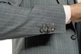 Slim Fit Grey With Pink Lines Three Piece Suit GB-3P-309