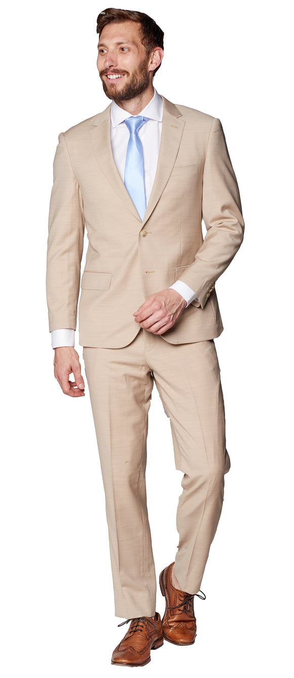 Slim Fit Beige Two Piece Suit GB-Beige