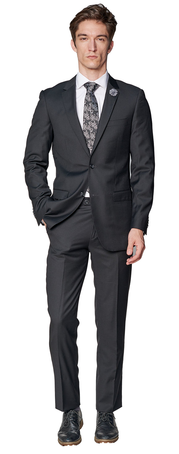 Slim Fit Black Two Piece Suit GB-Black