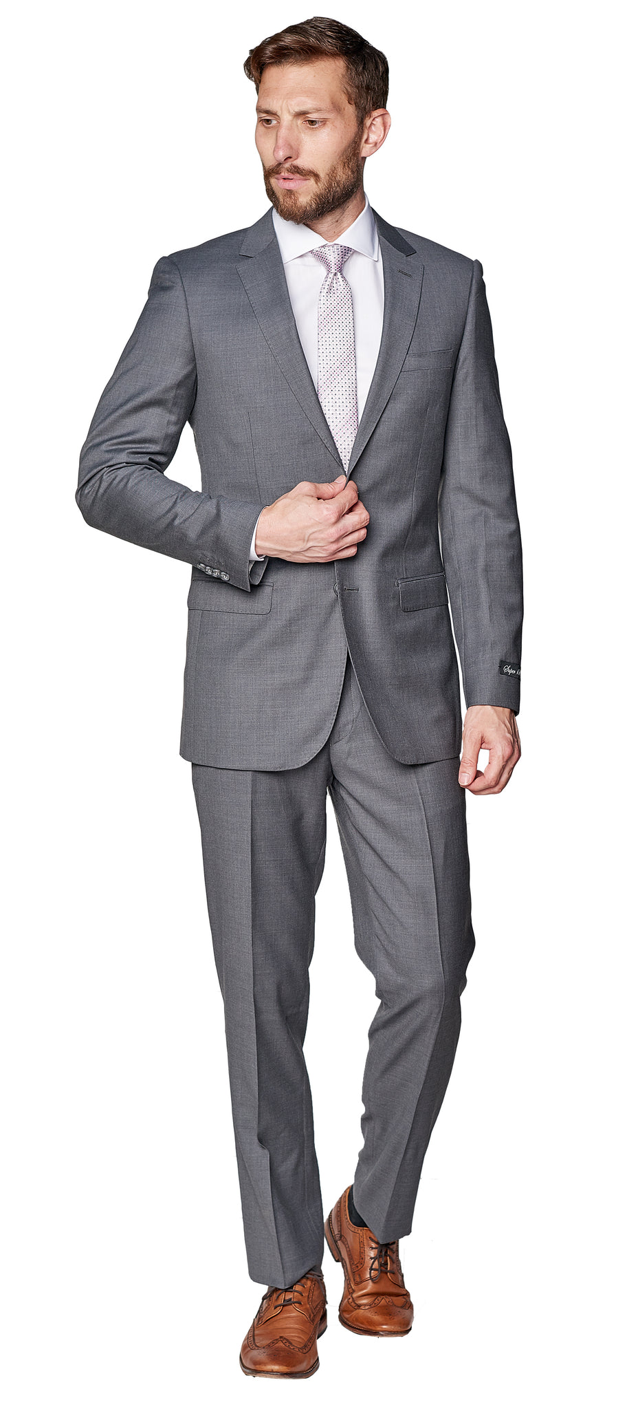 Grey Solid Slim-Fit Two-piece Suit – Luxurazi
