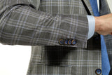 Slim Fit Grey Plaid Two Piece Suit GB-VBC-22