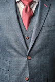 Classic Fit Navy Sharkskin Check Three Piece Suit ST-3P-20FW4
