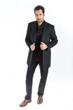 Black Double Breasted Classic Fit Overcoat