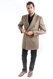 Camel Double Breasted Classic Fit Overcoat