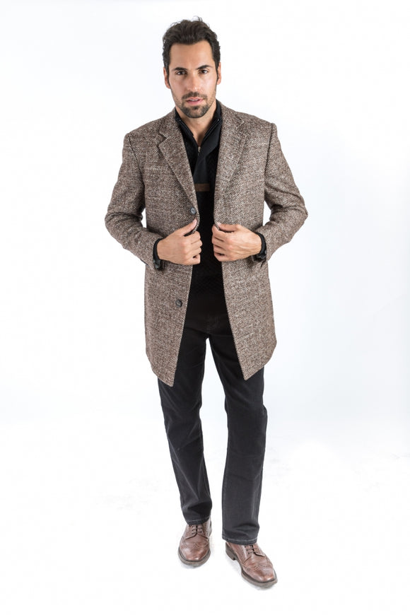 Brown Tweed Classic Fit Overcoat