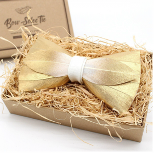 Gold Feather Bow Tie