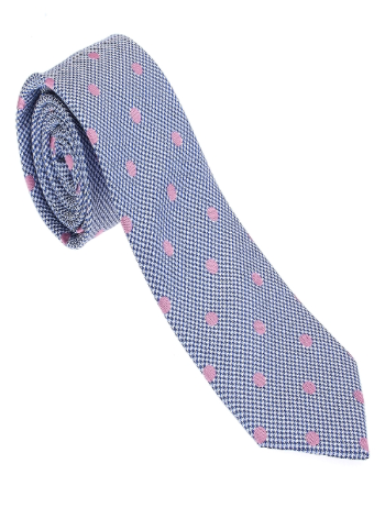 Blue and Pink Polka Dot Necktie