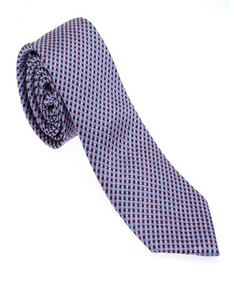 Blue and Pink Geometric Necktie