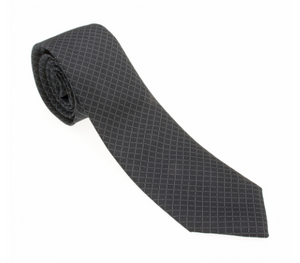 Black and White Thin Diamond Pattern Geometric Necktie