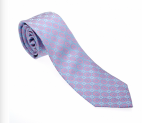 Baby Blue and Pink Pattern Geometric Necktie