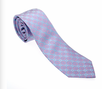 Baby Blue and Pink Pattern Geometric Necktie
