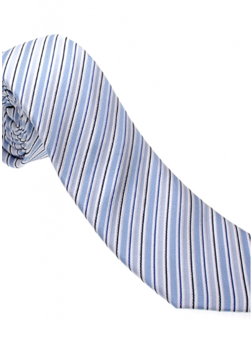 Blue/White/Black Striped Necktie