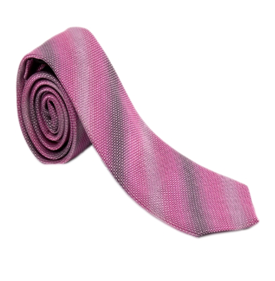 Pink/White/Grey Striped Necktie