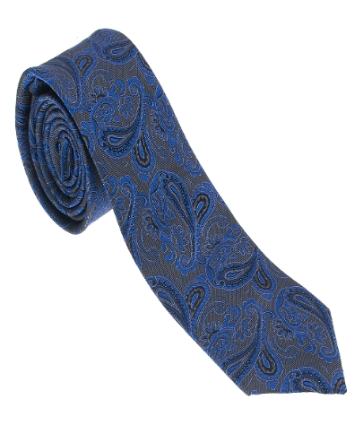 Blue and Grey Paisley Necktie