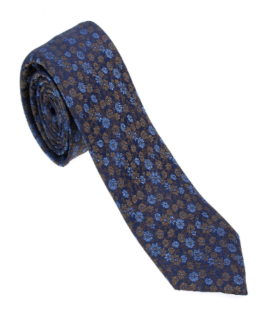 Brown and Blue Floral Necktie