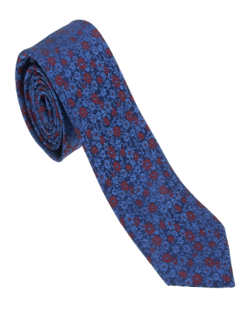 Blue and Red Floral Necktie