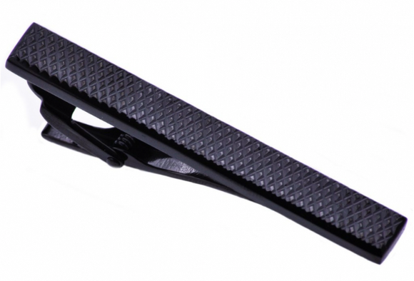 Black Plated Crosshatch Tie Clip