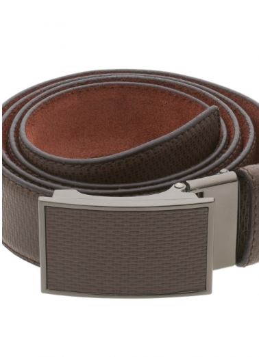 Brown Belt with Textured Buckle
