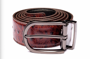 Traditional Brown Textured Belt with Oxidized Buckle