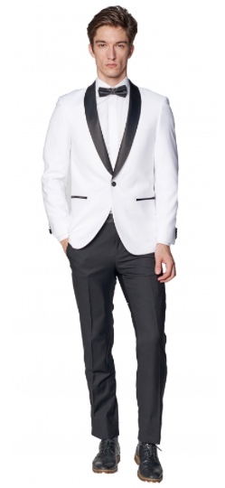 Slim Fit White Tuxedo Jacket GB-SJ-White