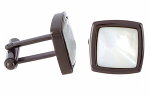 Genuine Mother of Pearl Black Plated Cufflinks