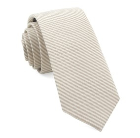 Silk Champagne Seersucker Striped Necktie