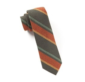 Deep Army Green Grit Stripe Necktie