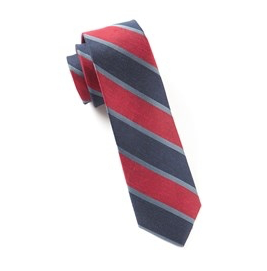 Red Linen Bold Stripe Necktie