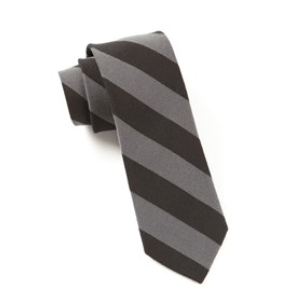 Black College Stripe Wool Necktie