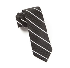 Black Grenafaux Track Stripe Necktie