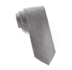Black Native Herringbone Stripe Necktie