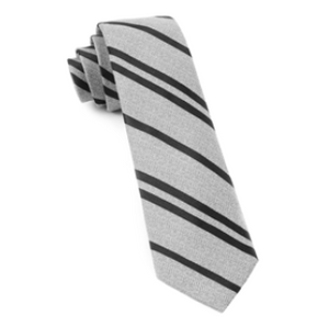 Grey Path Stripe Wool Necktie