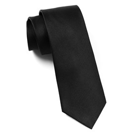 Solid Black Grosgrain Necktie