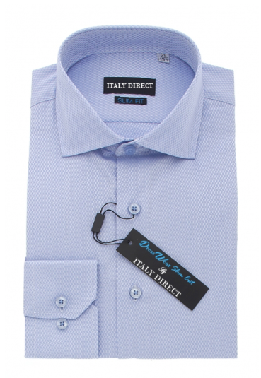 Blue Crosshatch Slim Fit Dress Shirt