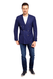 Slim Fit Blue Textured Blazer Sport Jacket GB-SJ-Reda-F3