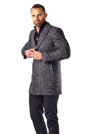 Grey Single Breasted Overcoat