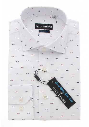 White Pattern Slim Fit Casual Shirt