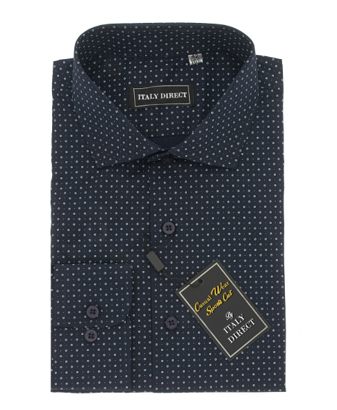Navy Pattern Sport Fit Casual Shirt